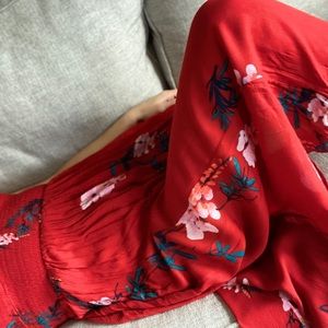 Free people red smocked maxi dress. Extra small.